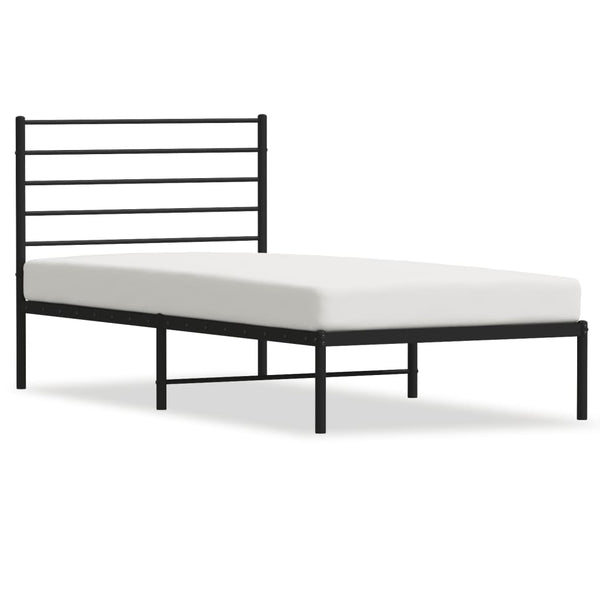 Metal Bed Frame With Headboard Black 107X203 Cm King Single Size King Single Bed Frames