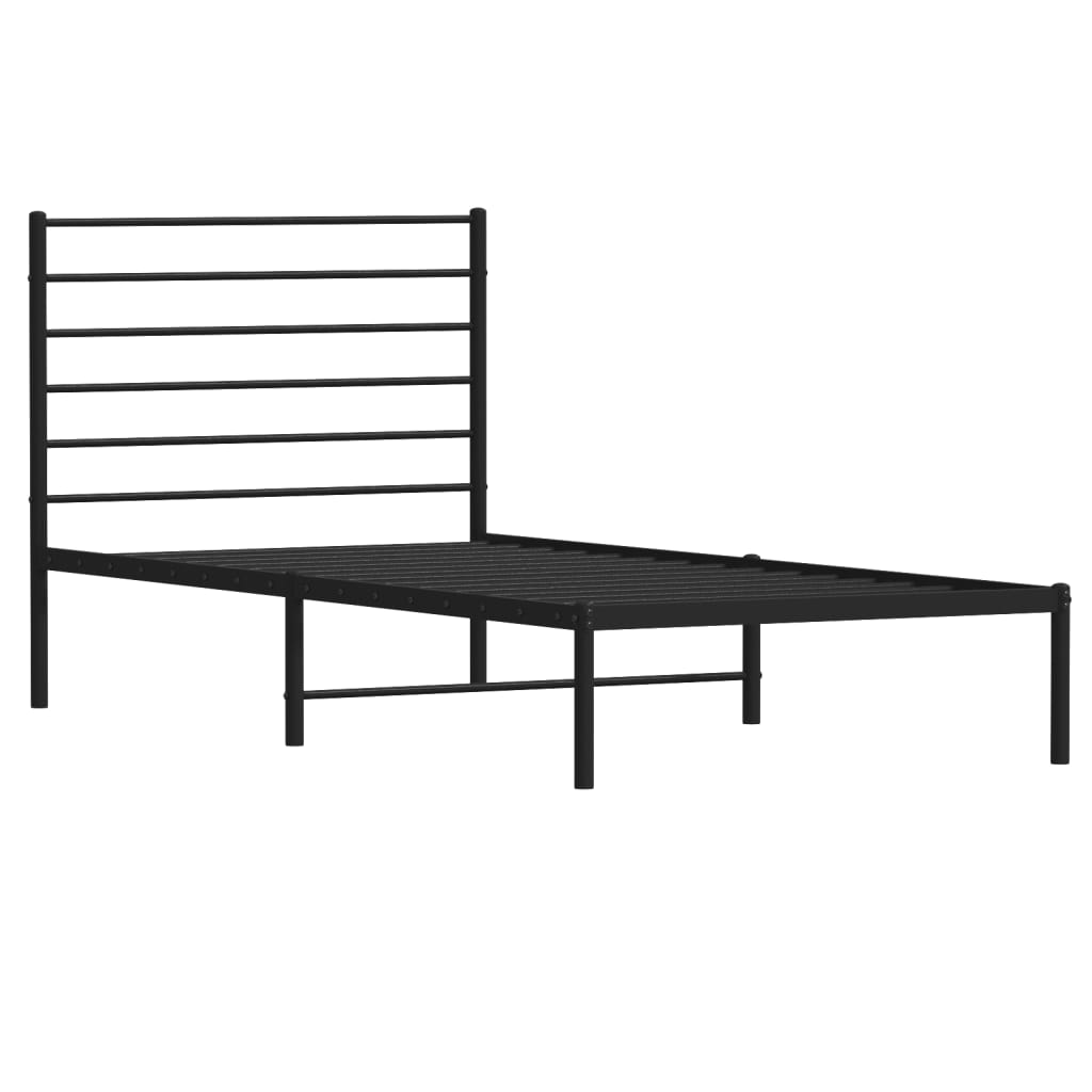 Metal Bed Frame With Headboard Black 107X203 Cm King Single Size King Single Bed Frames