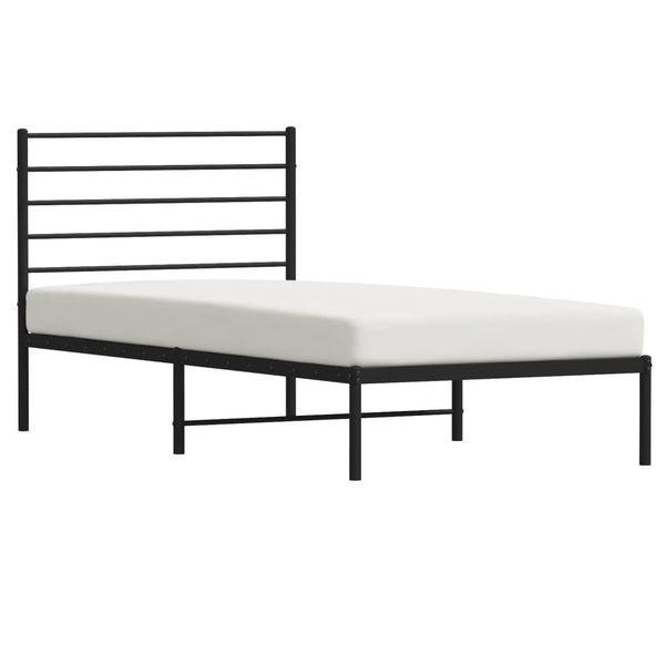 Metal Bed Frame With Headboard Black 107X203 Cm King Single Size King Single Bed Frames