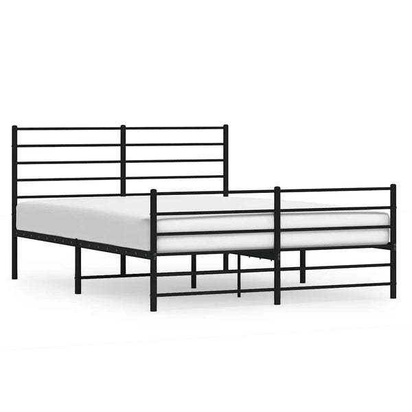 Metal Bed Frame With Headboard And Footboard Black 153X203 Cm Queen Queen Bed Frames