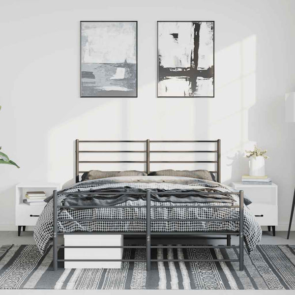 Metal Bed Frame With Headboard And Footboard Black 153X203 Cm Queen Queen Bed Frames