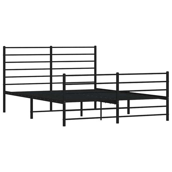 Metal Bed Frame With Headboard And Footboard Black 153X203 Cm Queen Queen Bed Frames