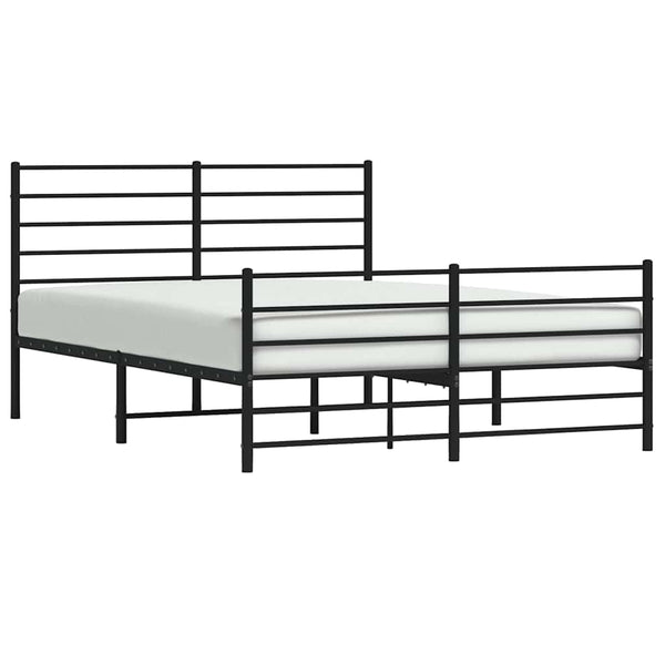 Metal Bed Frame With Headboard And Footboard Black 153X203 Cm Queen Queen Bed Frames