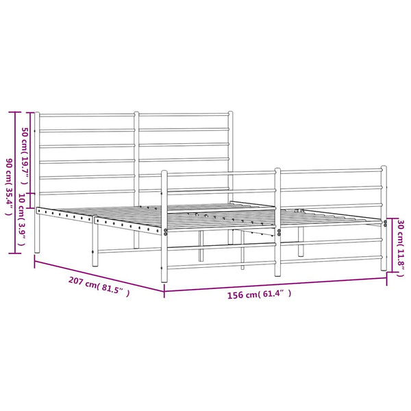 Metal Bed Frame With Headboard And Footboard Black 153X203 Cm Queen Queen Bed Frames
