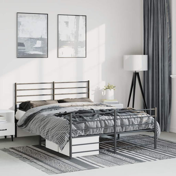 Metal Bed Frame With Headboard And Footboard Black 153X203 Cm Queen Queen Bed Frames