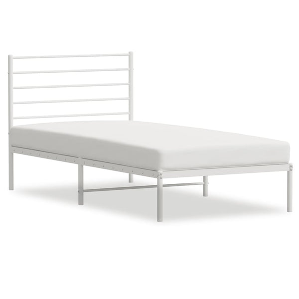Metal Bed Frame With Headboard White 107X203 Cm King Single Size King Single Bed Frames