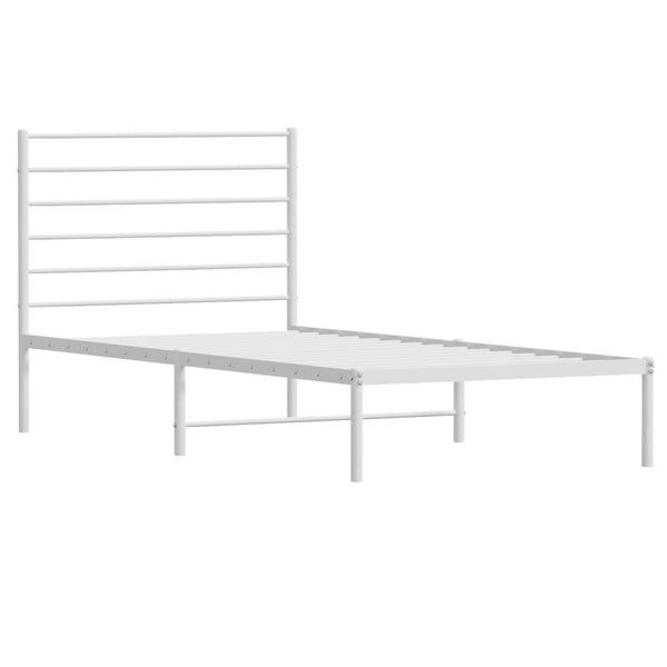 Metal Bed Frame With Headboard White 107X203 Cm King Single Size King Single Bed Frames