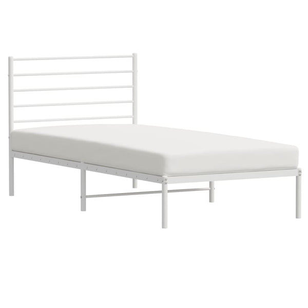 Metal Bed Frame With Headboard White 107X203 Cm King Single Size King Single Bed Frames