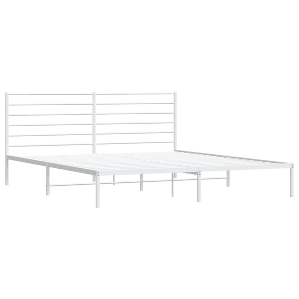 Metal Bed Frame With Headboard White 183X203 Cm King King Bed Frames