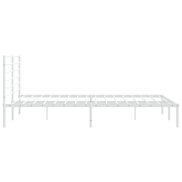 Metal Bed Frame With Headboard White 183X203 Cm King King Bed Frames