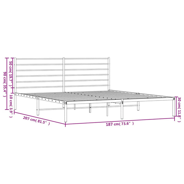 Metal Bed Frame With Headboard White 183X203 Cm King King Bed Frames