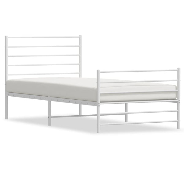 Vidaxl Metal Bed Frame Without Mattress Footboard White 107X203 Cm King Single King Single Bed Frames