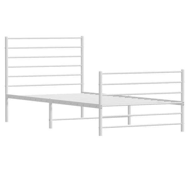 Vidaxl Metal Bed Frame Without Mattress Footboard White 107X203 Cm King Single King Single Bed Frames