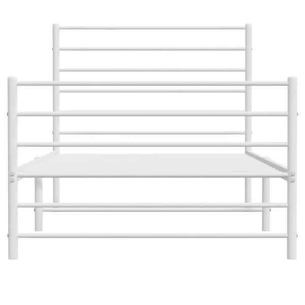 Vidaxl Metal Bed Frame Without Mattress Footboard White 107X203 Cm King Single King Single Bed Frames