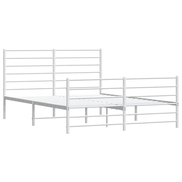 Metal Bed Frame With Headboard And Footboard White 153X203 Cm Queen Queen Bed Frames