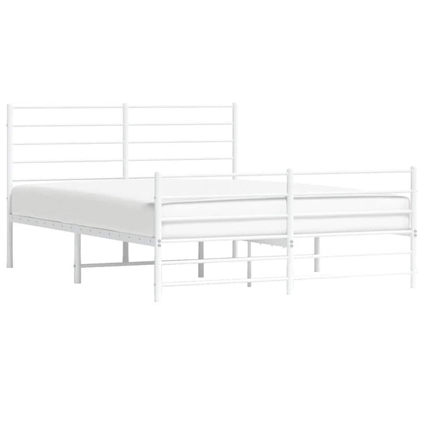 Metal Bed Frame With Headboard And Footboard White 153X203 Cm Queen Queen Bed Frames