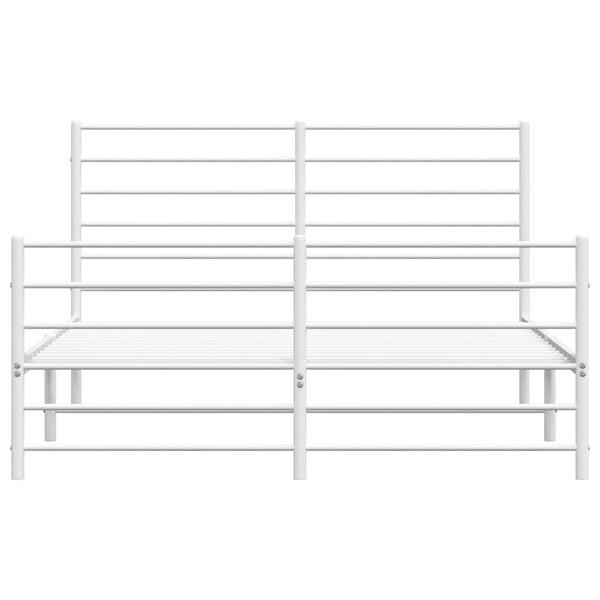 Metal Bed Frame With Headboard And Footboard White 153X203 Cm Queen Queen Bed Frames