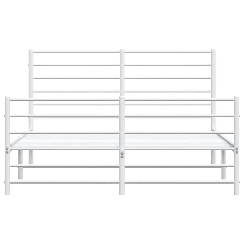 Metal Bed Frame With Headboard And Footboard White 153X203 Cm Queen Queen Bed Frames