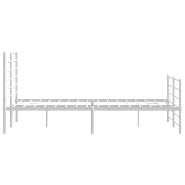 Metal Bed Frame With Headboard And Footboard White 153X203 Cm Queen Queen Bed Frames