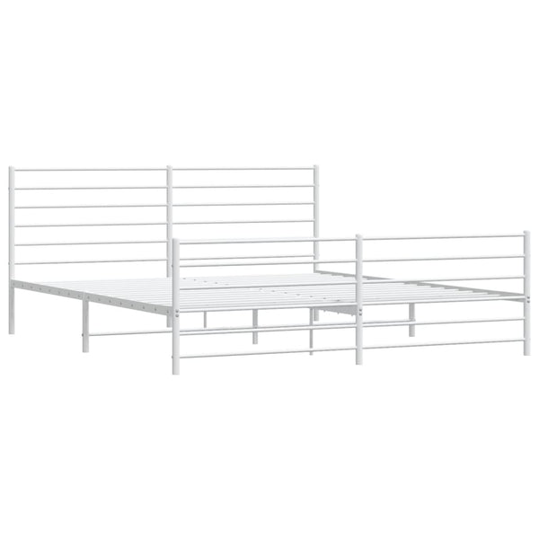 Metal Bed Frame With Headboard And Footboard White 183X203 Cm King King Bed Frames