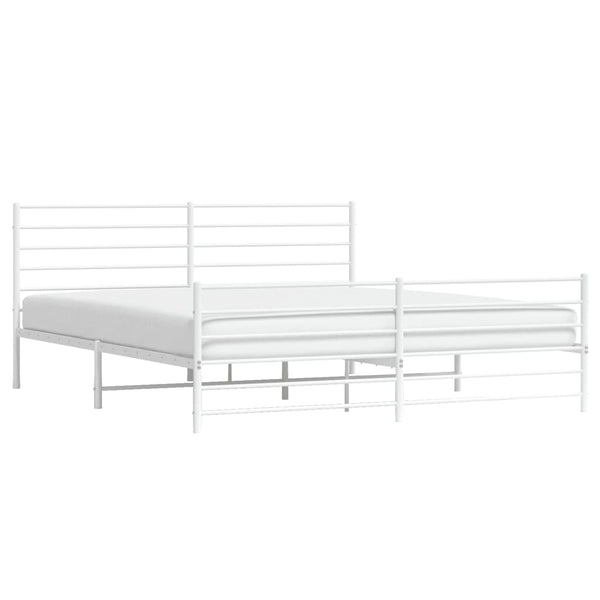 Metal Bed Frame With Headboard And Footboard White 183X203 Cm King King Bed Frames
