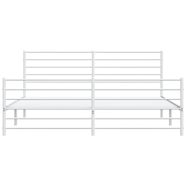 Metal Bed Frame With Headboard And Footboard White 183X203 Cm King King Bed Frames