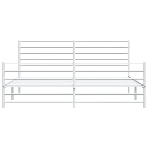 Metal Bed Frame With Headboard And Footboard White 183X203 Cm King King Bed Frames