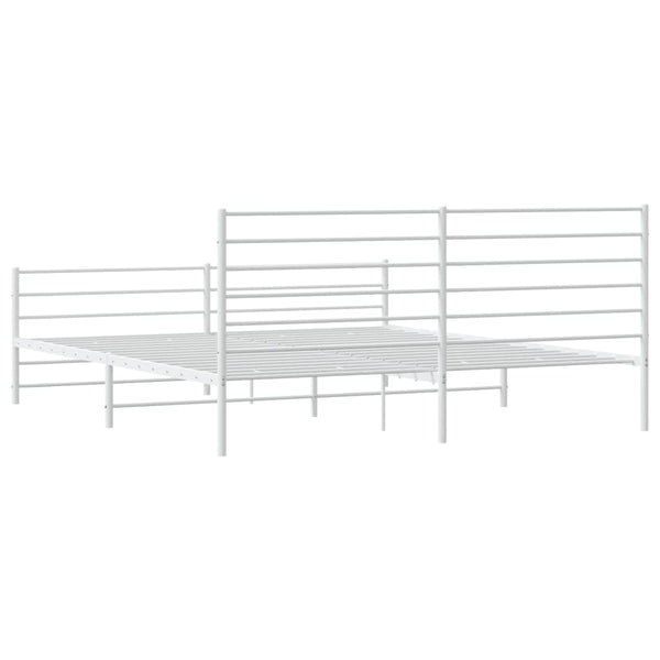Metal Bed Frame With Headboard And Footboard White 183X203 Cm King King Bed Frames