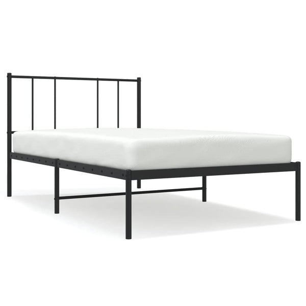 Metal Bed Frame With Headboard Black 107X203 Cm King Single Size King Single Bed Frames