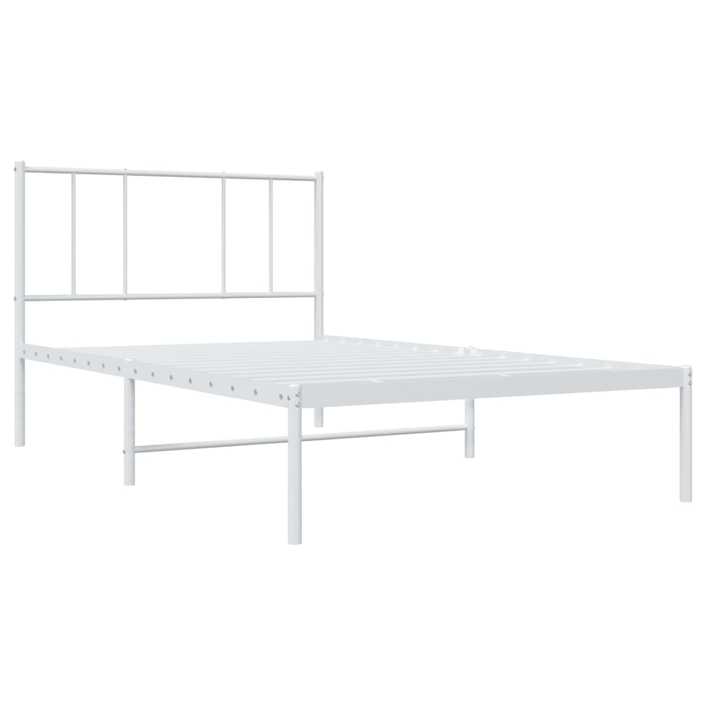Metal Bed Frame With Headboard White 107X203 Cm King Single Size King Single Bed Frames