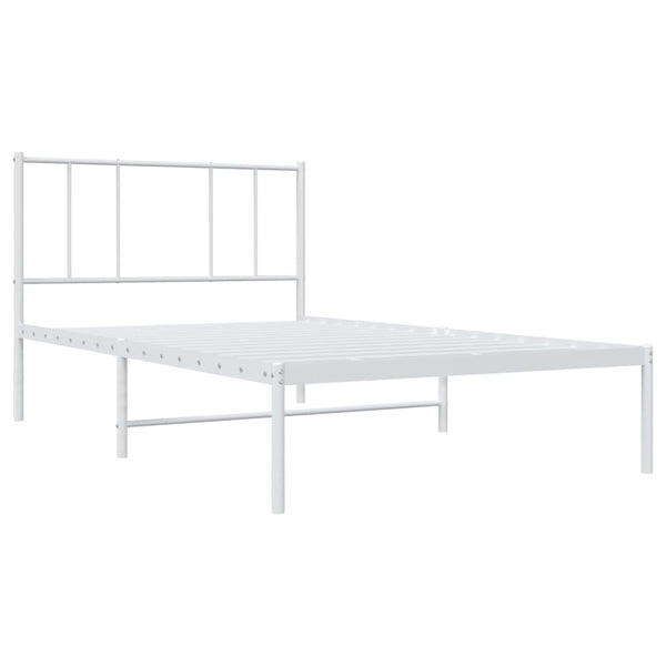 Metal Bed Frame With Headboard White 107X203 Cm King Single Size King Single Bed Frames
