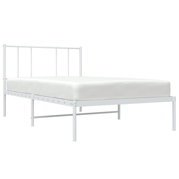 Metal Bed Frame With Headboard White 107X203 Cm King Single Size King Single Bed Frames