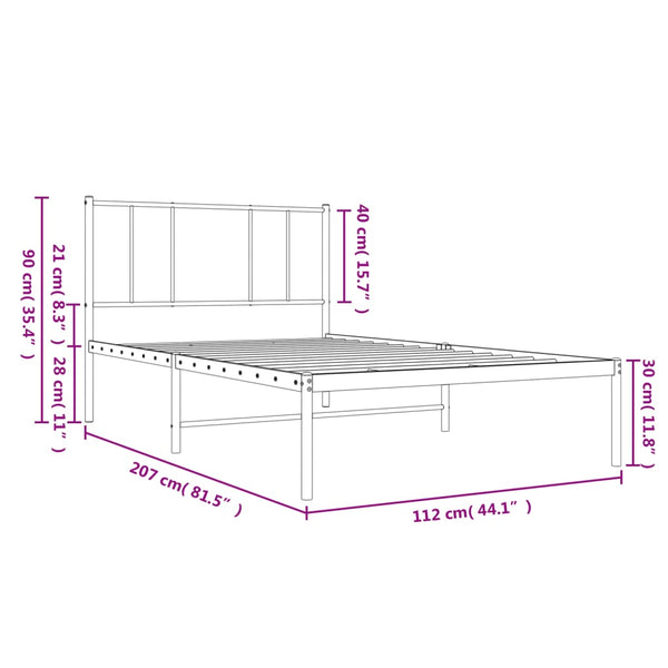 Metal Bed Frame With Headboard White 107X203 Cm King Single Size King Single Bed Frames
