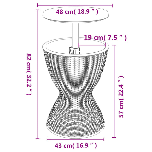 3 In 1 Ice Cooler Table Light Brown Polypropylene Patio & Garden Tables