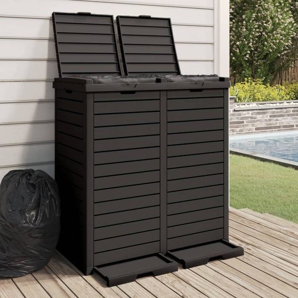 Outdoor Garbage Bin Black 78X41x86 Cm Polypropylene Rubbish Bins