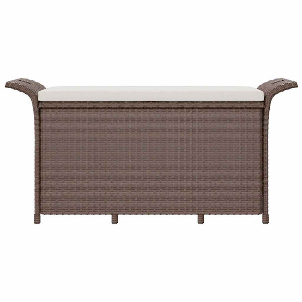 Garden Bench With Cushion Brown 116X46x57 Cm Poly Rattan Patio Benches