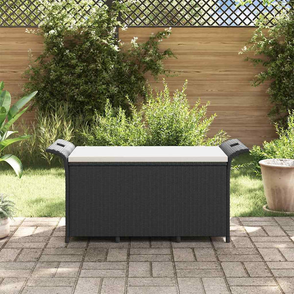 Garden Bench With Cushion Black 116X46x57 Cm Poly Rattan Patio Benches