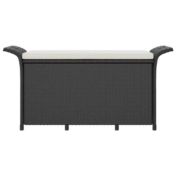 Garden Bench With Cushion Black 116X46x57 Cm Poly Rattan Patio Benches
