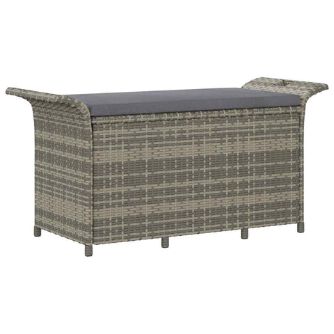 Garden Bench With Cushion Grey 116X46x57 Cm Poly Rattan Patio Benches