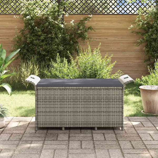 Garden Bench With Cushion Grey 116X46x57 Cm Poly Rattan Patio Benches