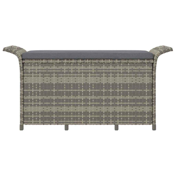 Garden Bench With Cushion Grey 116X46x57 Cm Poly Rattan Patio Benches