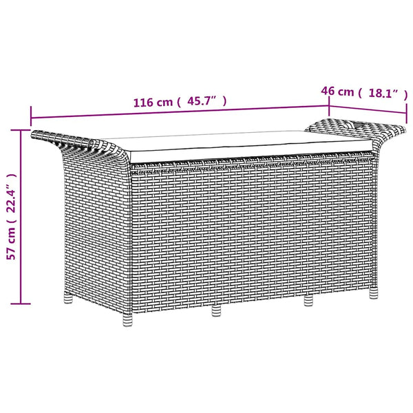 Vidaxl Garden Bench With Cushion Grey 116X46x57 Cm Poly Rattan Patio Benches