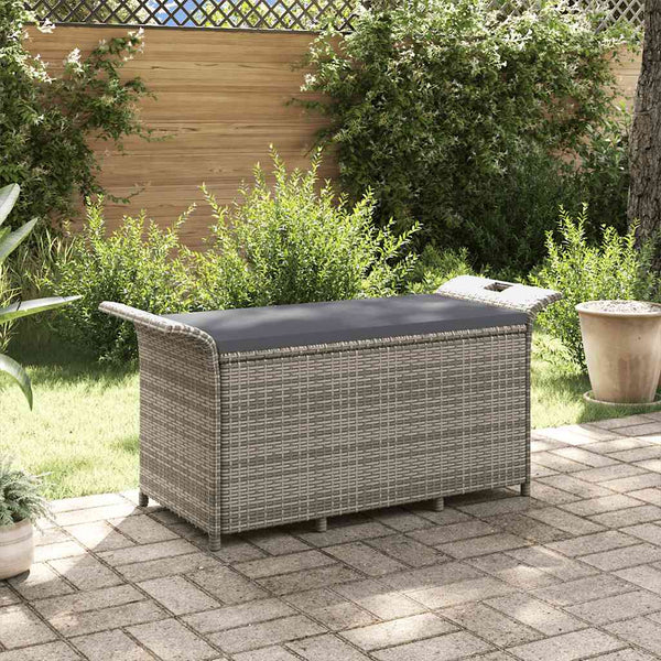 Garden Bench With Cushion Grey 116X46x57 Cm Poly Rattan Patio Benches