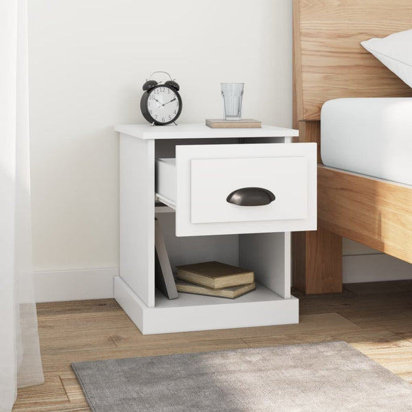 Bedside Cabinet White 39X39x47.5 Cm Engineered Wood Bedside Tables