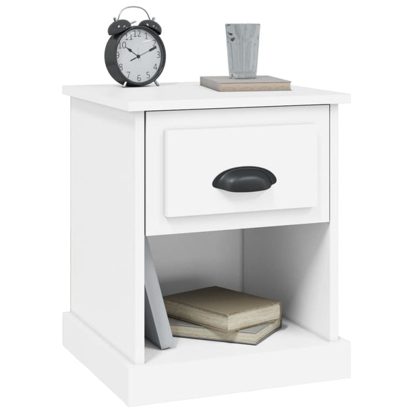 Bedside Cabinet White 39X39x47.5 Cm Engineered Wood Bedside Tables