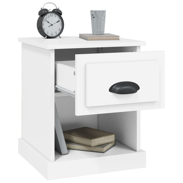 Bedside Cabinet White 39X39x47.5 Cm Engineered Wood Bedside Tables