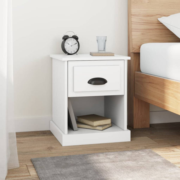 Bedside Cabinet White 39X39x47.5 Cm Engineered Wood Bedside Tables