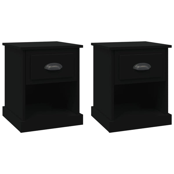 Bedside Cabinets 2 Pcs Black 39X39x47.5 Cm Engineered Wood Bedside Tables