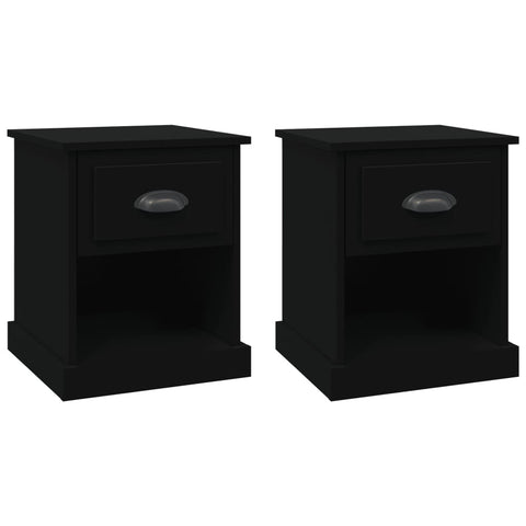 Bedside Cabinets 2 Pcs Black 39X39x47.5 Cm Engineered Wood Bedside Tables