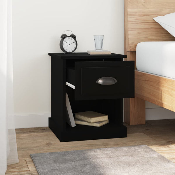 Bedside Cabinets 2 Pcs Black 39X39x47.5 Cm Engineered Wood Bedside Tables